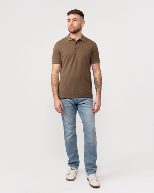 Boss Brown Prime Cotton-piqué Polo Shirt With Logo Print for men