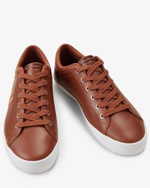 Fred Perry Brown Baseline Leather Trainers for men
