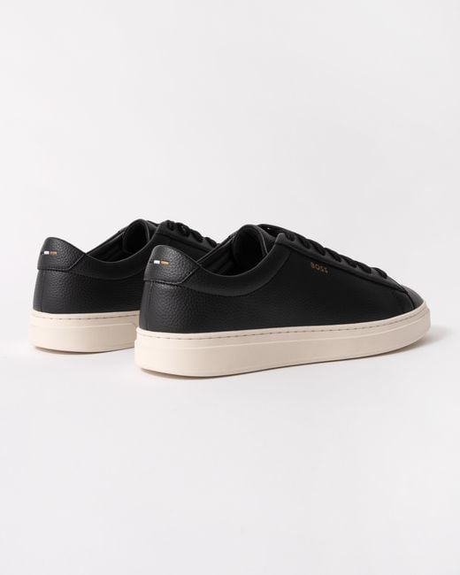 Boss Black Kieran Grained-Leather Trainers With Rubber Sole for men