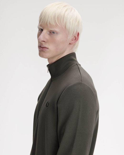Fred Perry Gray Half Zip Sweatshirt for men