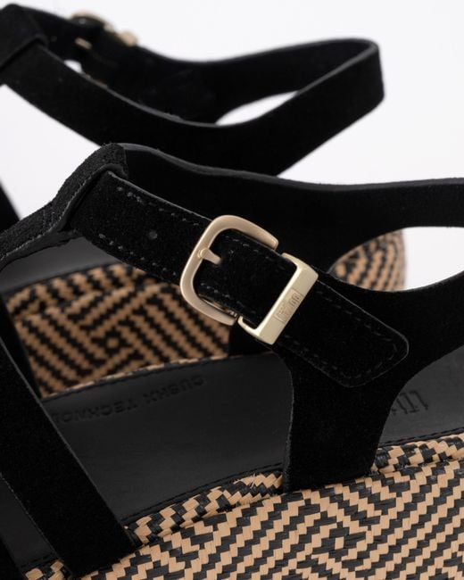 Fitflop Black Platfforms Graphic-Weave Suede Fisherman Sandals