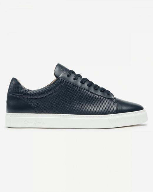 Oliver Sweeney Blue Almada Perforated Leather Trainers for men