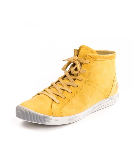 Softinos Yellow Isleen Washed Leather Womens High Top
