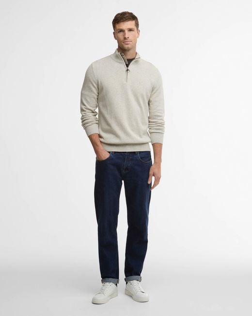Barbour Natural Cotton Half Zip Jumper for men