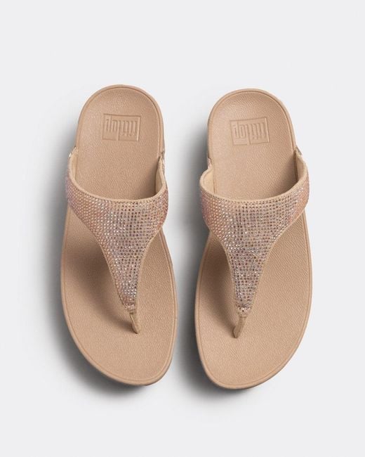 Fitflop Natural Lulu Crystal Embellished Toe-post Sandals