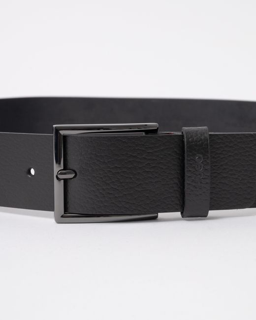 HUGO Black Giaspo-Gr Leather Belt for men