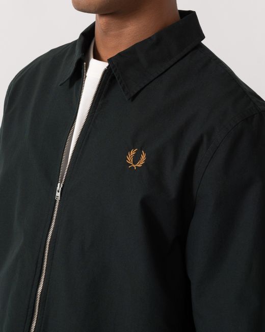 Fred Perry Black Poplin Zip Overshirt for men