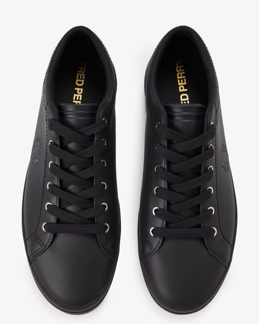 Fred Perry Black Baseline Leather Trainers for men