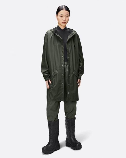 Rains Green Long Unisex Jacket