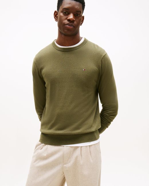 Tommy Hilfiger Green Organic Cotton Cashmere Crew Sweater for men