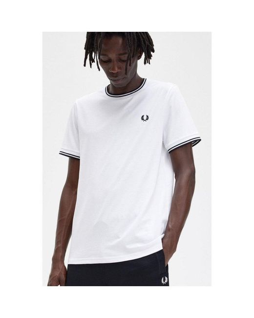 Fred Perry White Twin Tipped T-shirt Nos for men