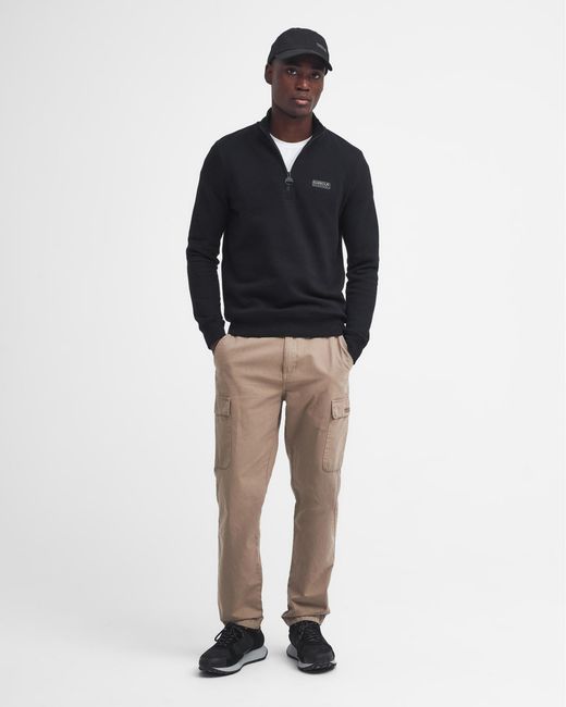 Barbour Black Essential Half-Zip Sweatshirt Size: L for men