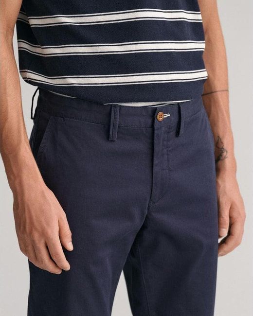 Gant Blue Slim Fit Twill Chinos for men
