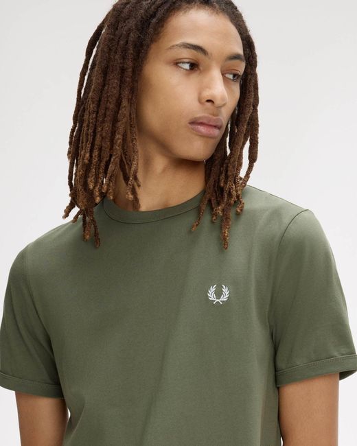 Fred Perry Green Ringer T-Shirt for men
