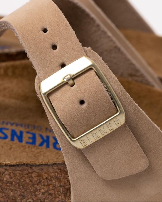 Birkenstock Brown Gizeh Soft Footbed Nubuck Leather Sandals