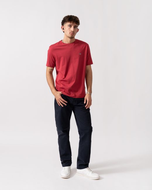 Gant Red Regular Fit Short Sleeve Shield Logo T-Shirt for men