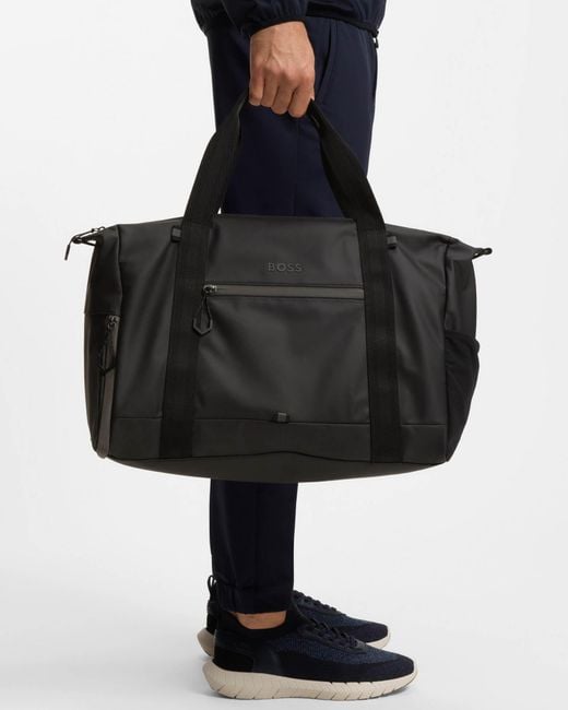 Boss Black Stenson Faux-Leather Holdall With Reflective Details for men