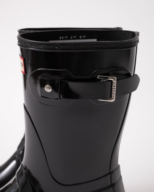 Hunter Black Original Short Gloss Wellington Boots