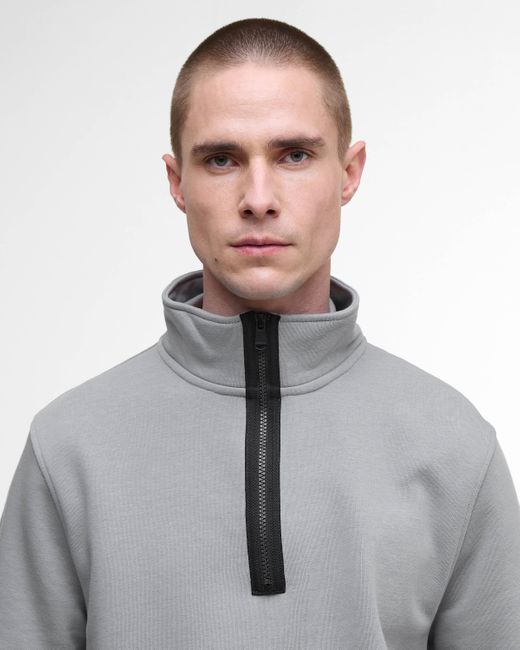 Barbour Gray Outline Funnel Neck Sweatshirt for men