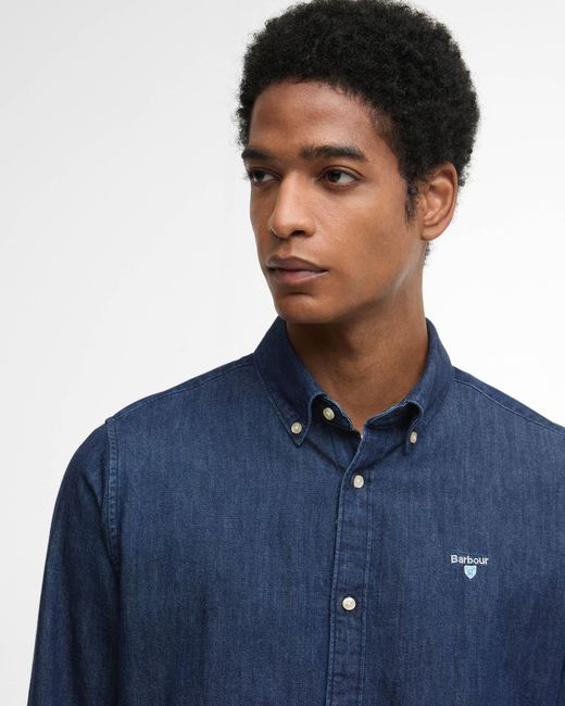 Barbour Blue Denim Crest Tailored Shirt for men