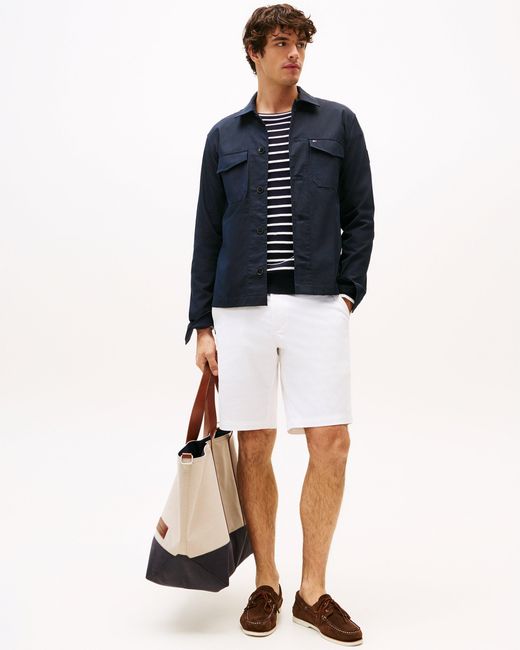 Tommy Hilfiger Blue Flag Embroidery Twill Shirt Jacket for men