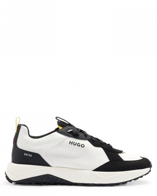 HUGO Black Kane Running-style Trainers In Mixed Materials With Logo Details for men