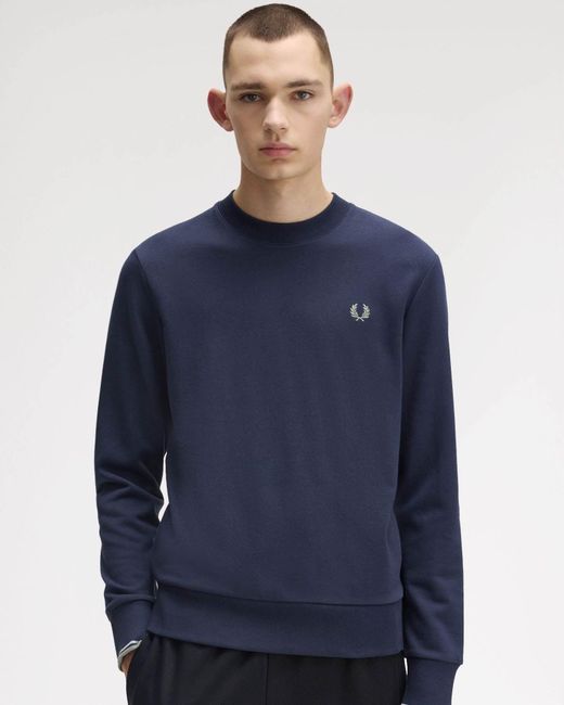 Fred Perry Blue Crew Neck Sweatshirt for men