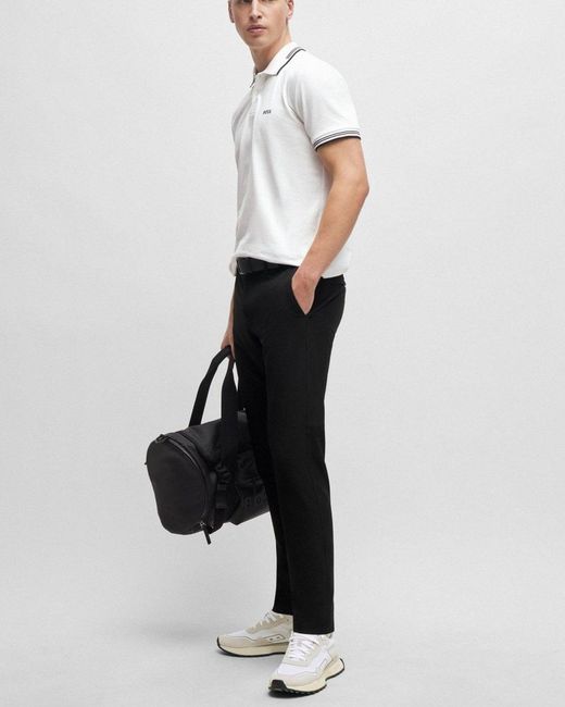 Boss White Paul Short Sleeve Polo Shirt With Contrast Tipping Nos for men