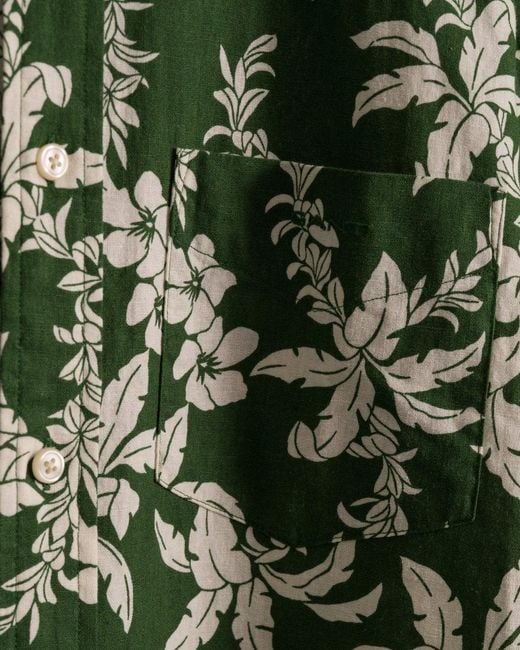 Gant Green Regular Cotton Linen Palm Short Sleeve Shirt for men