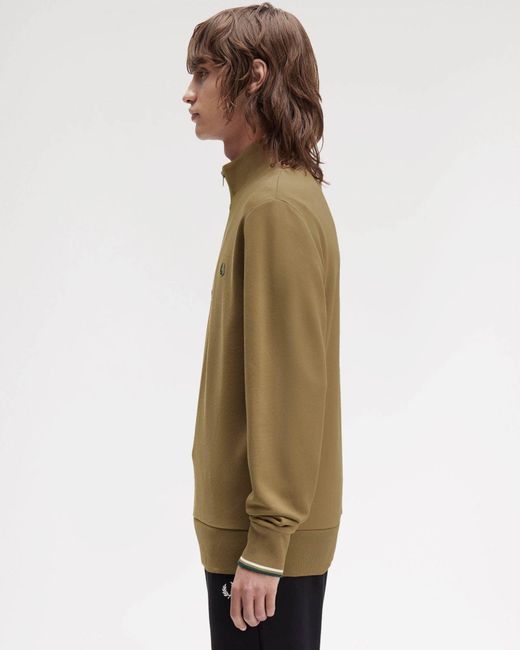Fred Perry Brown Half Zip Sweatshirt for men