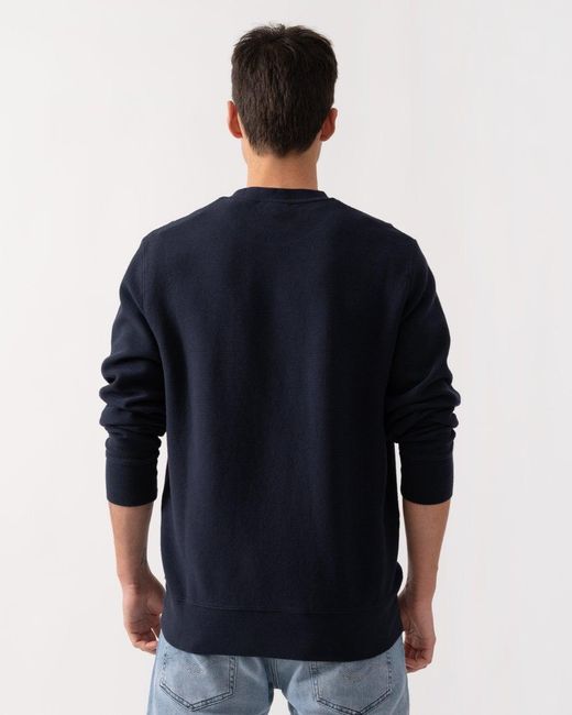 Gant Blue Texture Crew Neck Sweatshirt for men