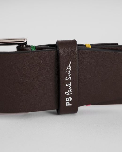 Paul Smith Multicolor Leather Belt With Colourful Stitch Detail for men