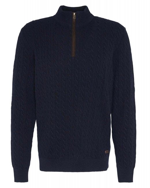 Barbour Blue Ramsden Half Zip Knitted Jumper , Size: L for men