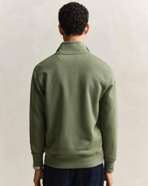 Gant Green Regular Fit Shield Logo Half Zip Sweatshirt for men