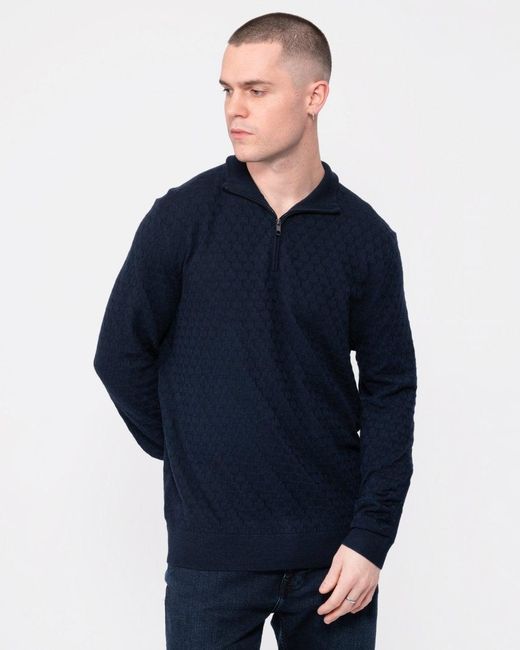 Ted Baker Blue Kurnle Long Sleeve T Knit Funnel Neck Jumper for men