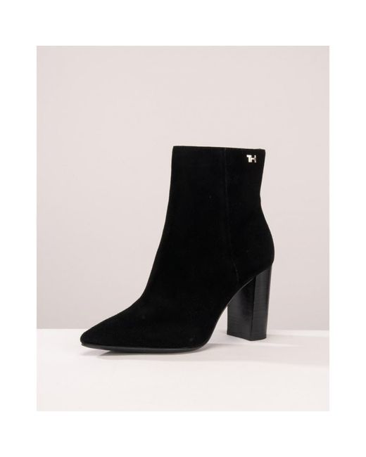 Tommy Hilfiger Essential Suede High Heel Boot in Black Lyst