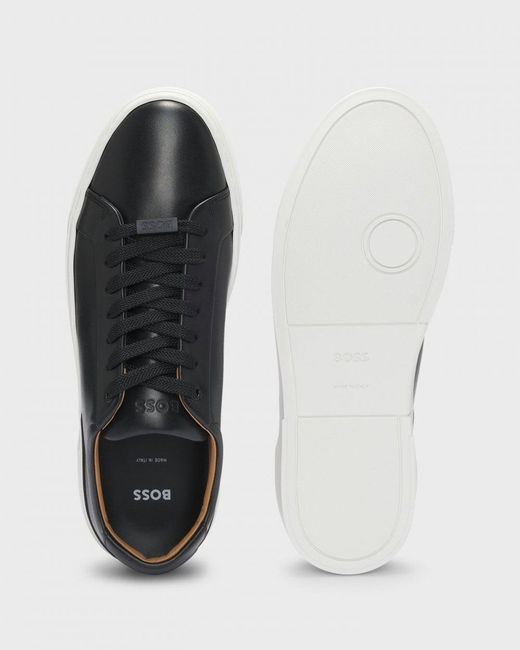Boss Black Gary Tenn Leather Low-Top Trainers With Branded Lace Loop Nos for men
