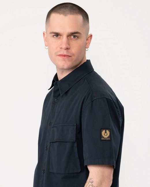 Belstaff Blue Scale Short Sleeve Shirt for men