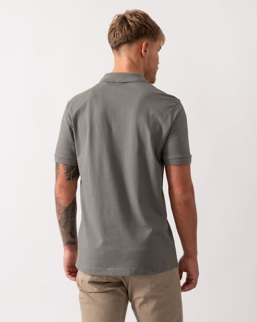 Boss Gray Passenger Stretch-Cotton Slim-Fit Polo Shirt With Logo Patch for men