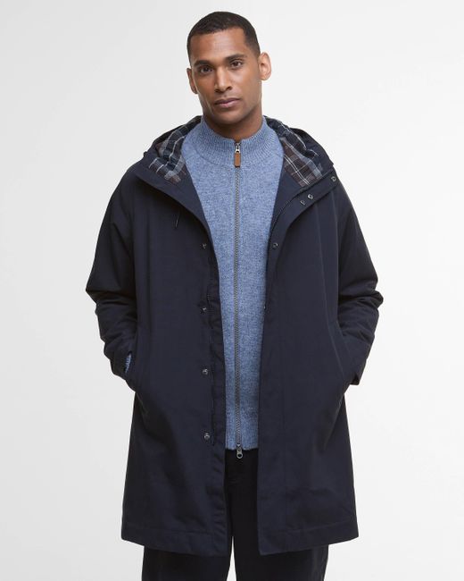 Barbour Blue Hooded Lorden Waterproof Mac for men