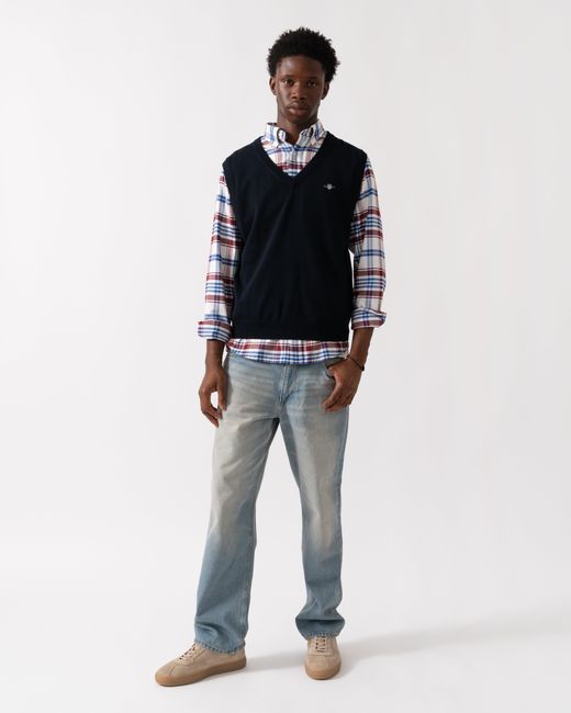 Gant Black Classic Cotton Knit Vest for men