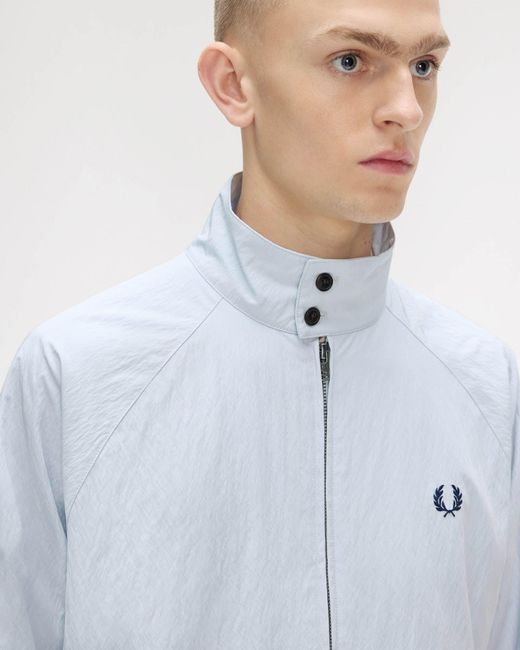 Fred Perry Blue Crinkle Harrington Jacket for men
