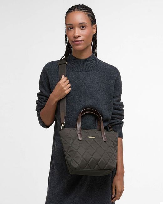 Barbour Black Mini Quilted Tote Bag