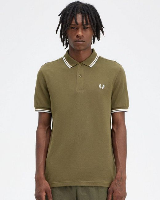 Fred Perry Green Twin Tipped Signature Polo Shirt for men