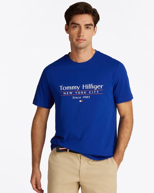 Tommy Hilfiger Blue Center Stack T Shirt for men
