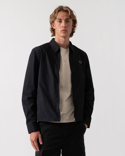 Fred Perry Black Poplin Overshirt for men