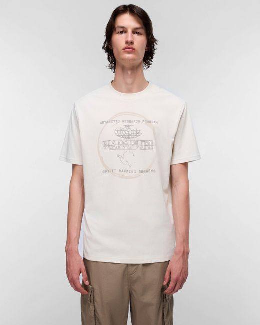 Napapijri White Bald Short Sleeve T-Shirt for men