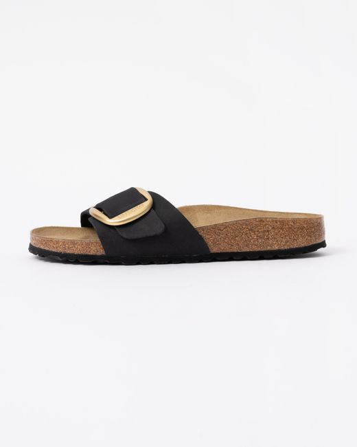 Birkenstock Black Madrid Big Buckle Nubuck Leather Sandals