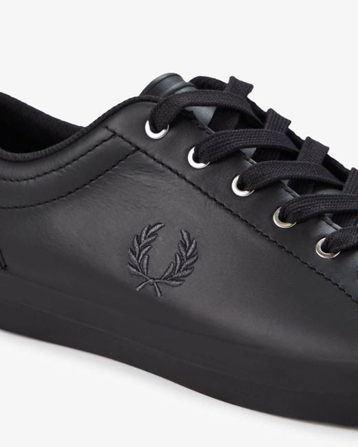 Fred Perry Black Baseline Leather Trainers for men