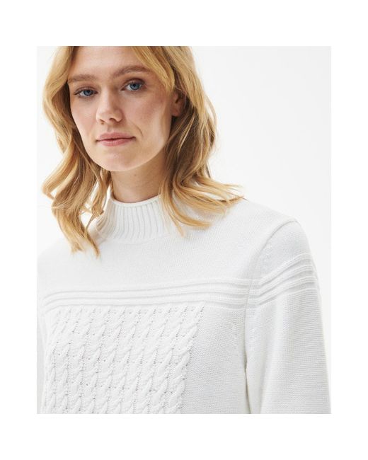 Barbour Breeze Womes Funnel Neck Jumnper in White | Lyst